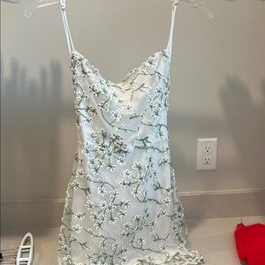 Lucy in the Sky White Dress with Green Embroidery